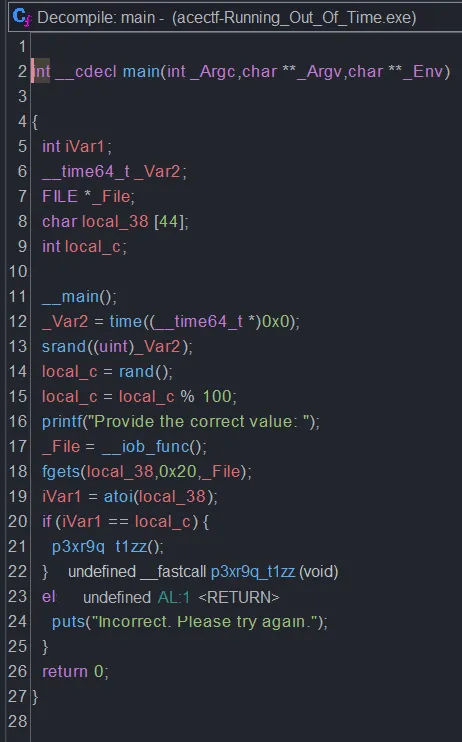 Ghidra decompile for functions