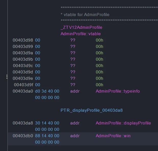 Find the correct vtable